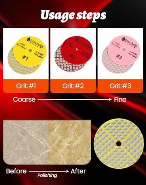 3 Step 4 Inch Polishing Pads,Granite Marrble Polishing Pads | Ultra 3 Step Set