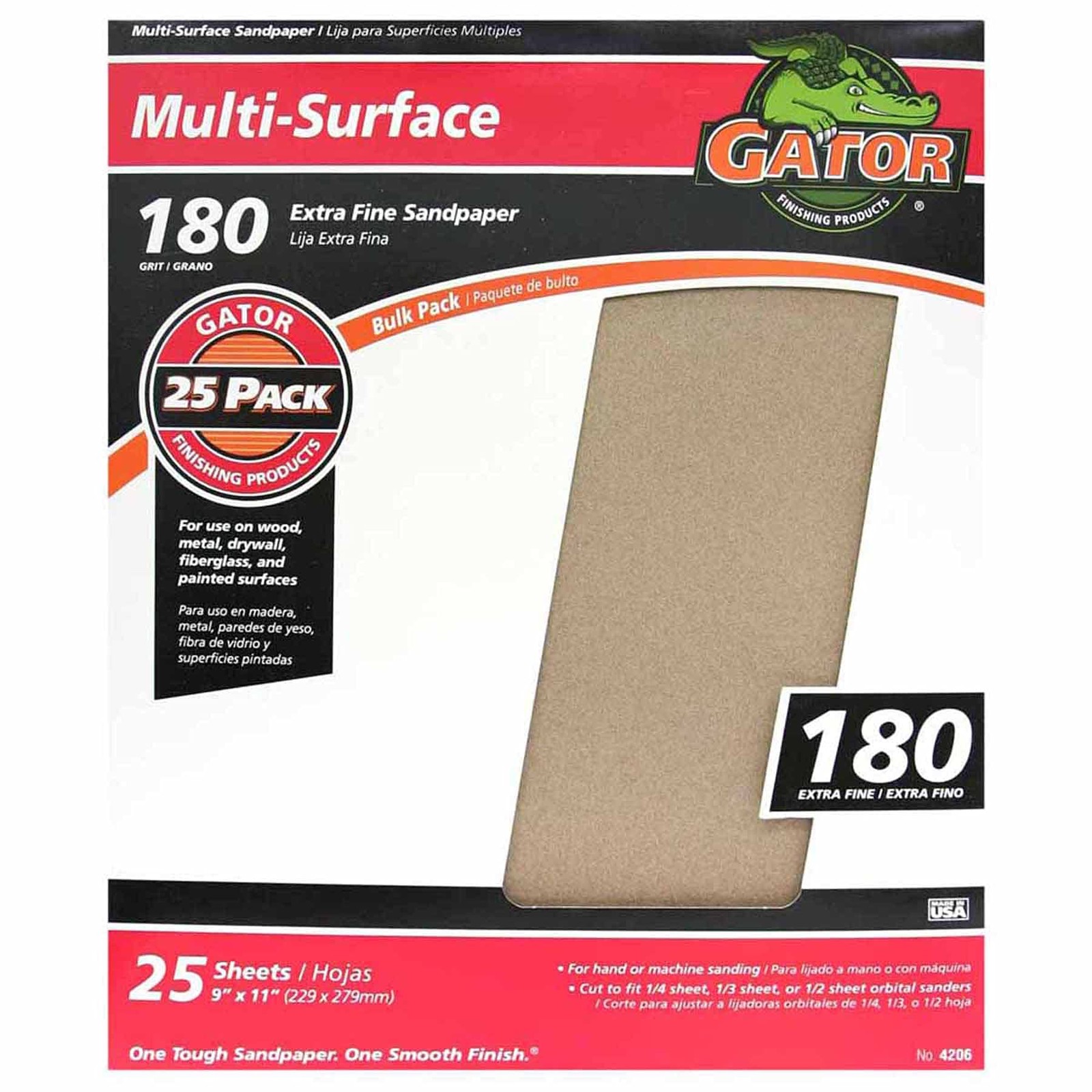 180 Grit Brown Sandpaper Sheets 25 Count Aluminum Oxide for Wood Metal and More