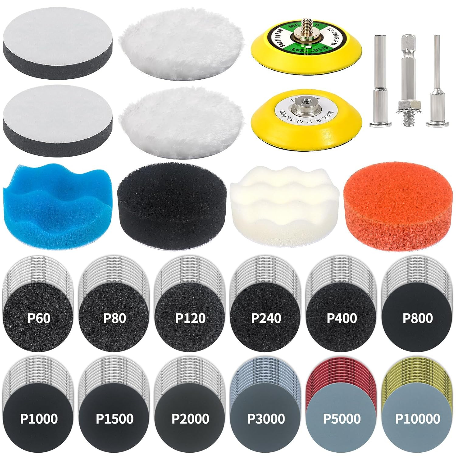 133 PCS Sanding Disc Drill Polishing Kit Sanding Attachment, 3 Inch Wet Dry Hea