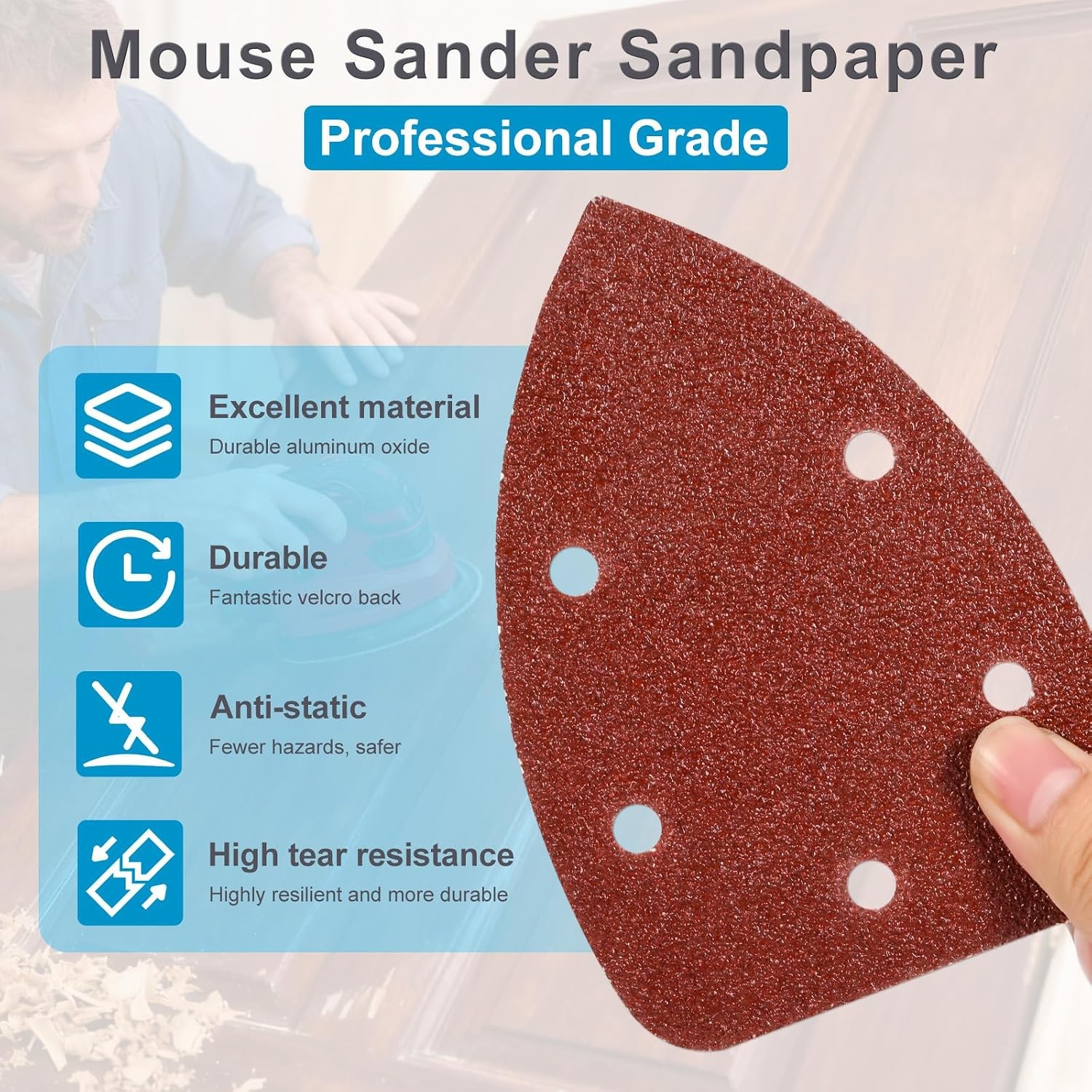 30 Pcs Mouse Detail Sander Sandpaper, 40 80 240 Grits Sanding Paper Sanding Pads