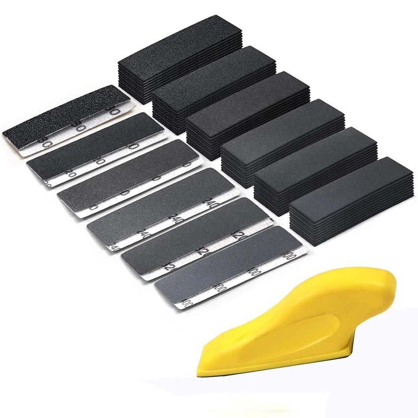 30*93mm Sandpaper kit Self-Adhesive Woodwork Sanding Polishing Pad Manual Tray