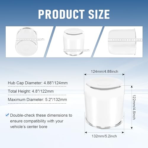 4PCS 4.88inch Trailer Wheel Center Caps Fit 4.88″ Center Hole, 4.8″ Height