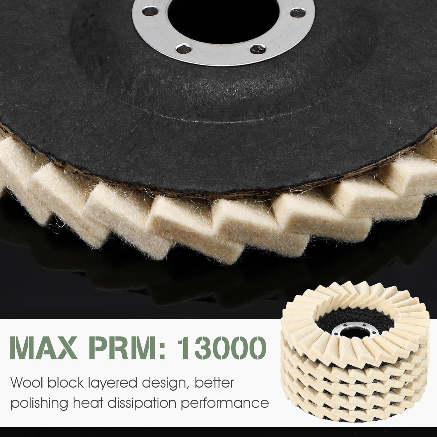 8 Pcs Wool Polishing Wheel Disc Set with Buffing Wheel and Compound, 4 1/2 X 7/8