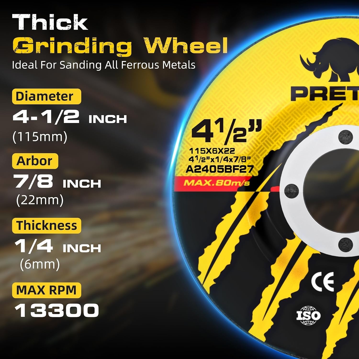 26 Pack Angle Grinder Discs 4.5″ Cut Off Flap Grinding Wheels Metal Steel 7/8″