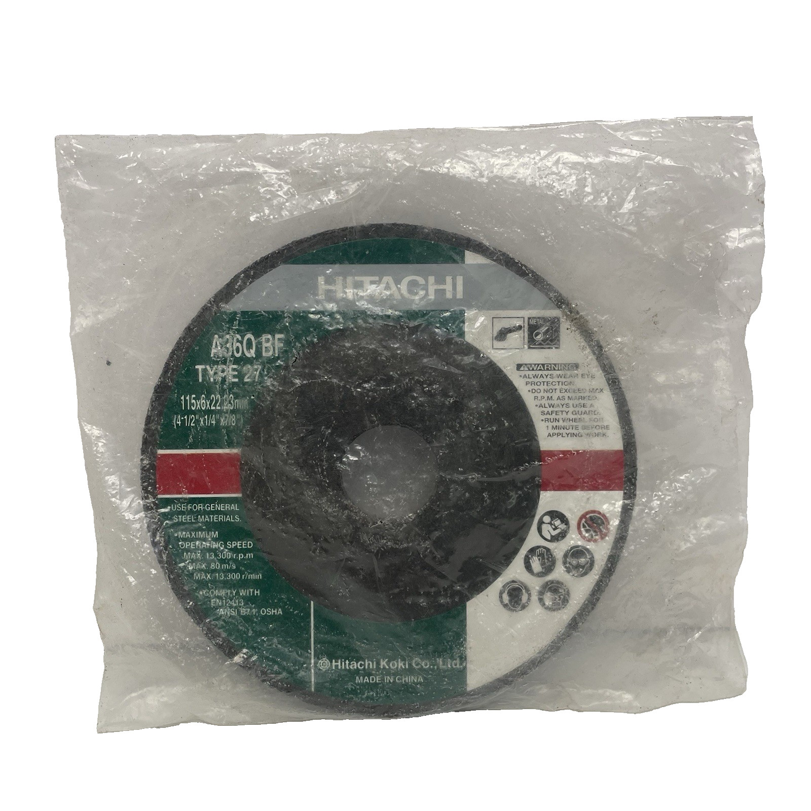 Hitachi Grinding Wheel A24Q BF – Type 27 – 125x2x22mm – Aluminum Oxide