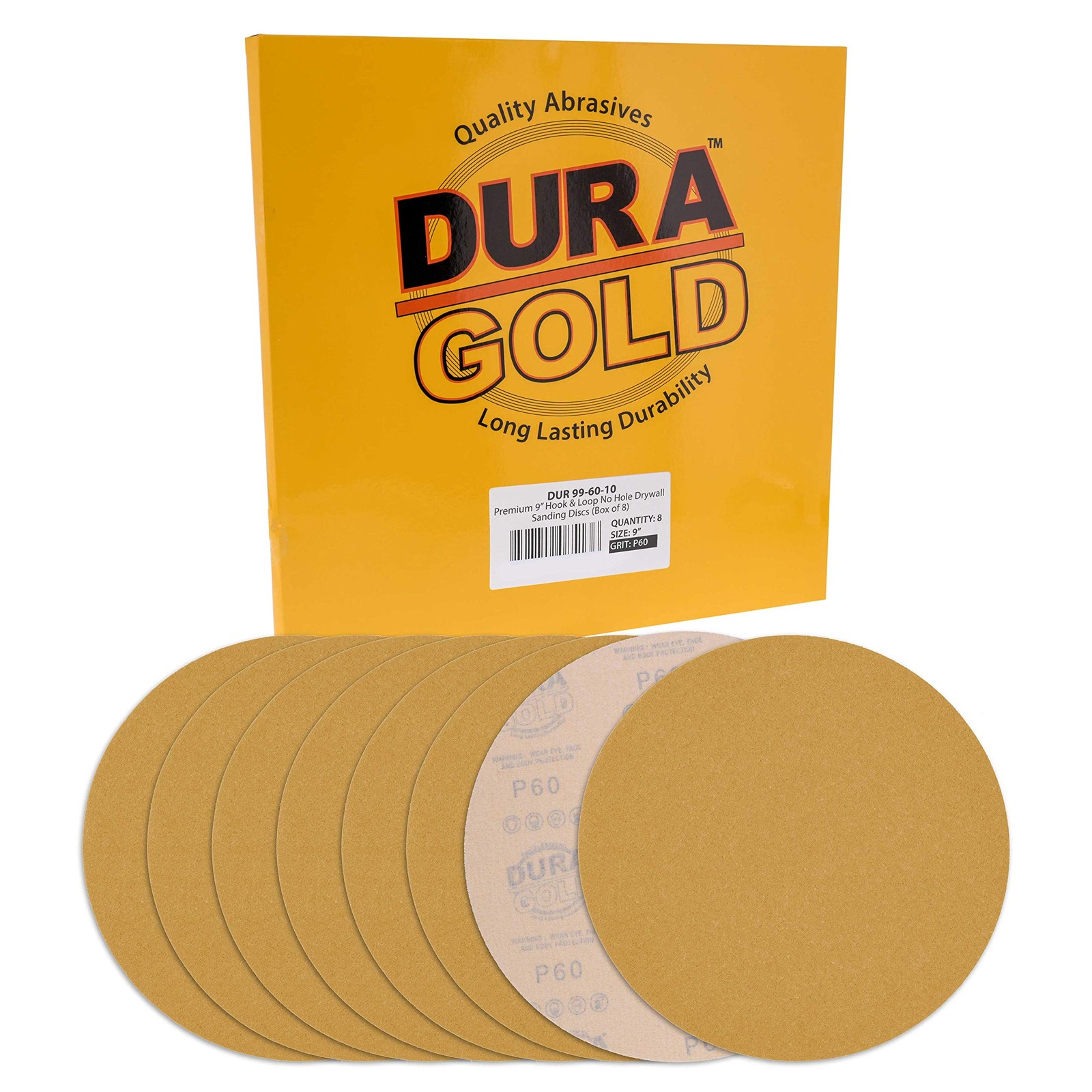 Dura-Gold Premium 9″ Drywall Sanding Discs – 60 Grit (Box of 8) – 60-Grit