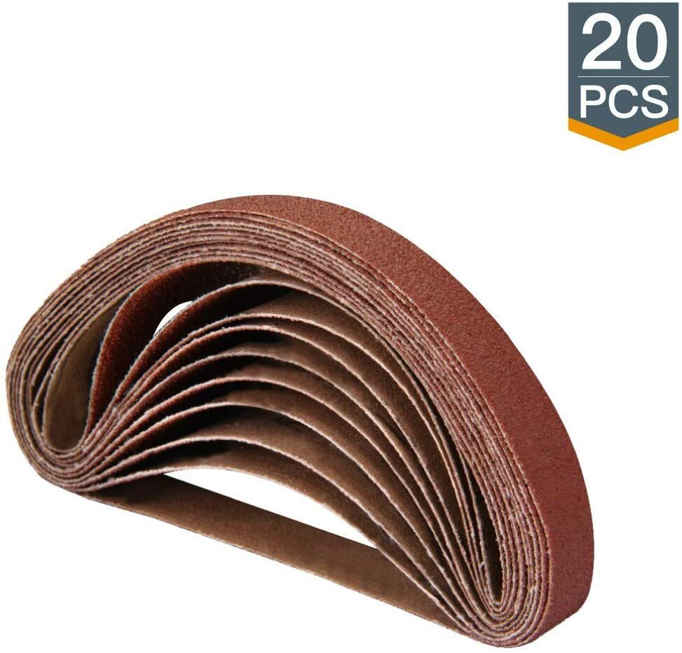 POWERTEC 1/2 x 18 Inch 40-Grit Sanding Belts (20-Pack) Aluminum Oxide Abrasive