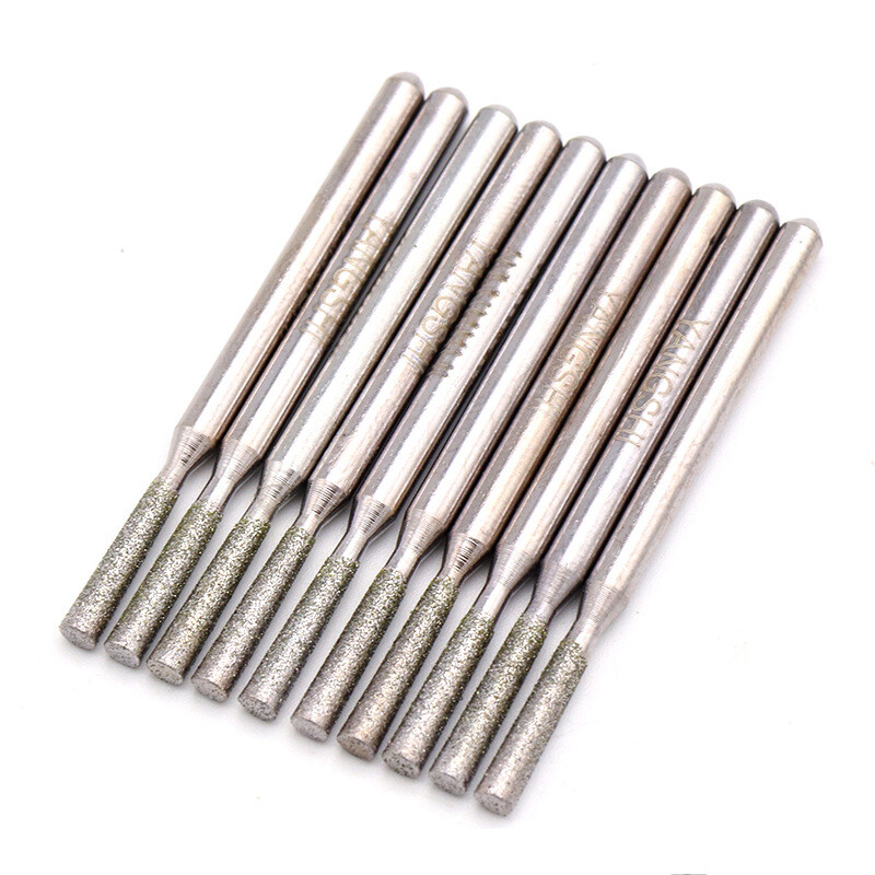 3x3mm Inverted Trapezoidal Diamond Grinding Heads Burr Drill Bits Jade Carving