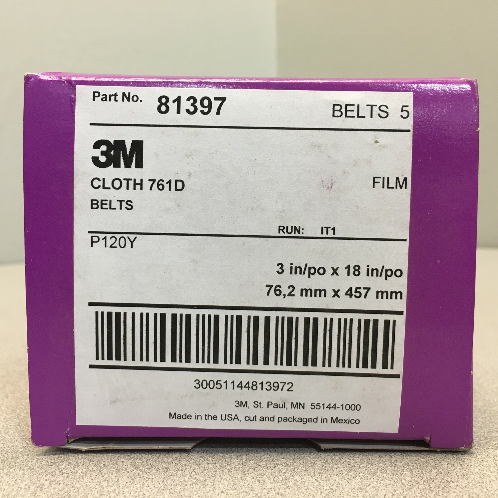 3M 81397 18 in. L X 3 in. W Ceramic Sanding Belt 120 Grit Fine 5 pk