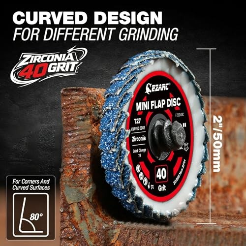 10PCS Mixed Flap Disc Set for Die Grinder, 3″ Flat & 2″ Curved 40 Grit