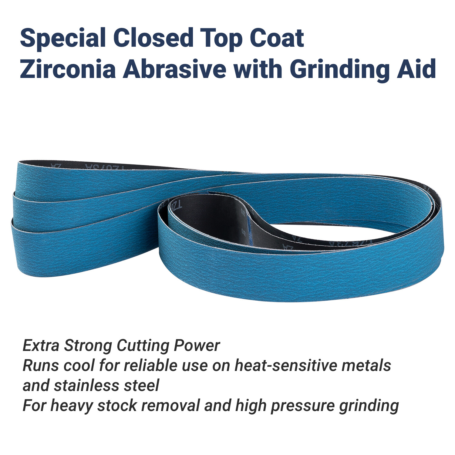 3PCS 2×42 in Blue Zirconia Abrasive Sanding Belts 60 Grit Sander Belts for Metal
