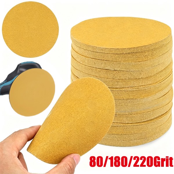100PCS 6inch Aluminum Oxide Sandpaper 80-220 Grit Sanding Discs Paper Hook Loop