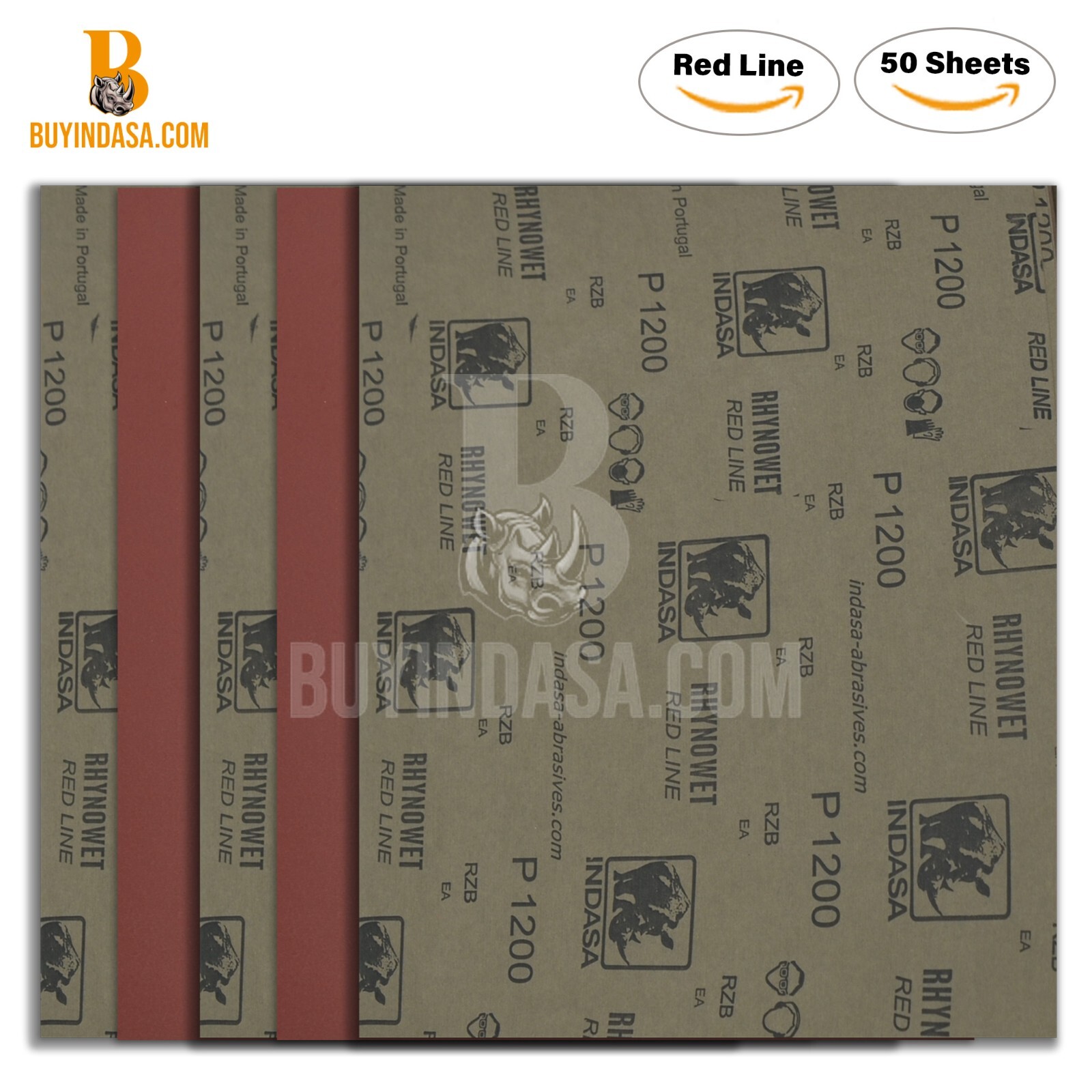 Indasa 50 PCS Full Sheets 9″x11″ Wet & Dry Sanding Sheets, 60 – 2500 Range