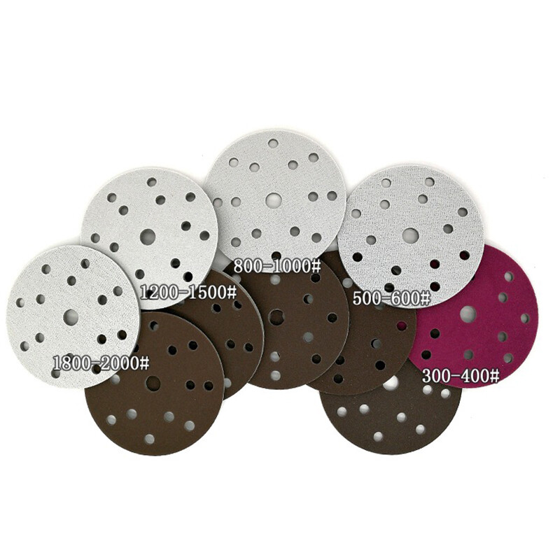 6″ 150mm Wet and Dry Sanding Discs Sponge Sandpaper Pads 300-2000 Grit 15 Hole