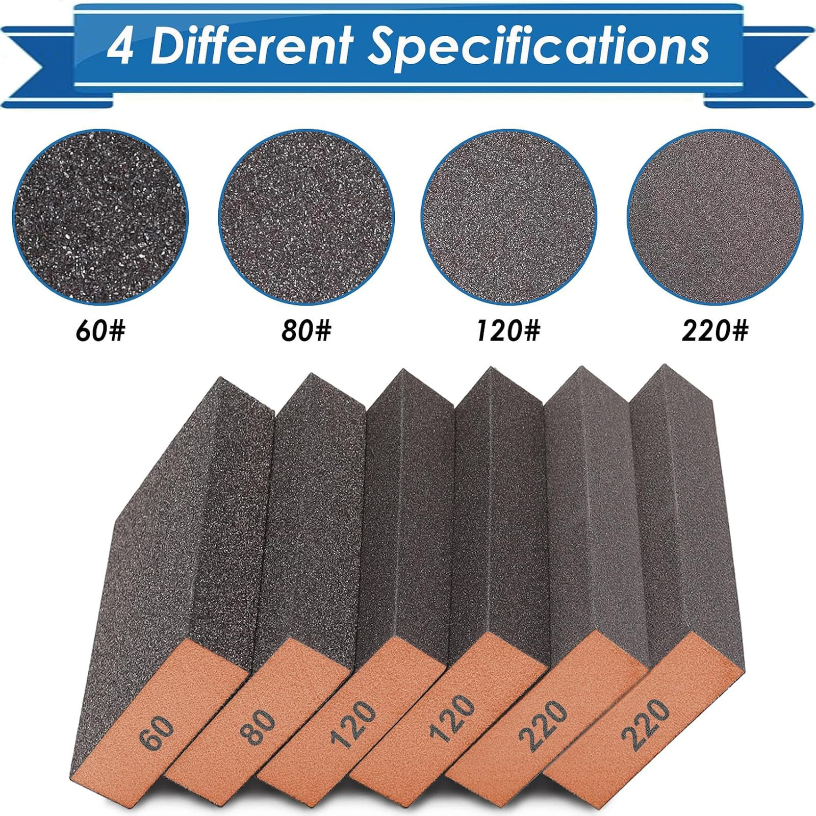 6Pcs Sanding Sponge Coarse Fine Medium Grit Blocks for Wood Metal Wall Polishing