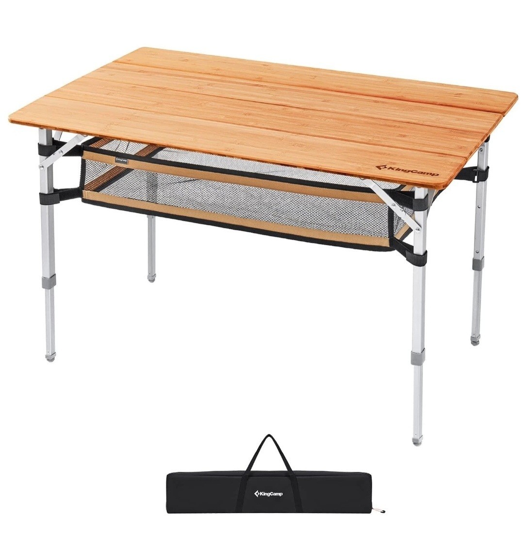 KingCamp Lightweight Stable Bamboo Folding Camping Table Bamboo Outdoor Folding