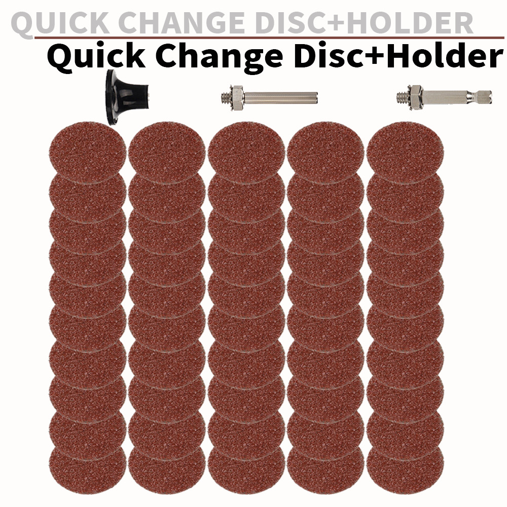 50Pcs 2 Inch R-Type Quick Change Sanding Disc With Holder Pad Tool 36/60/80 Grit