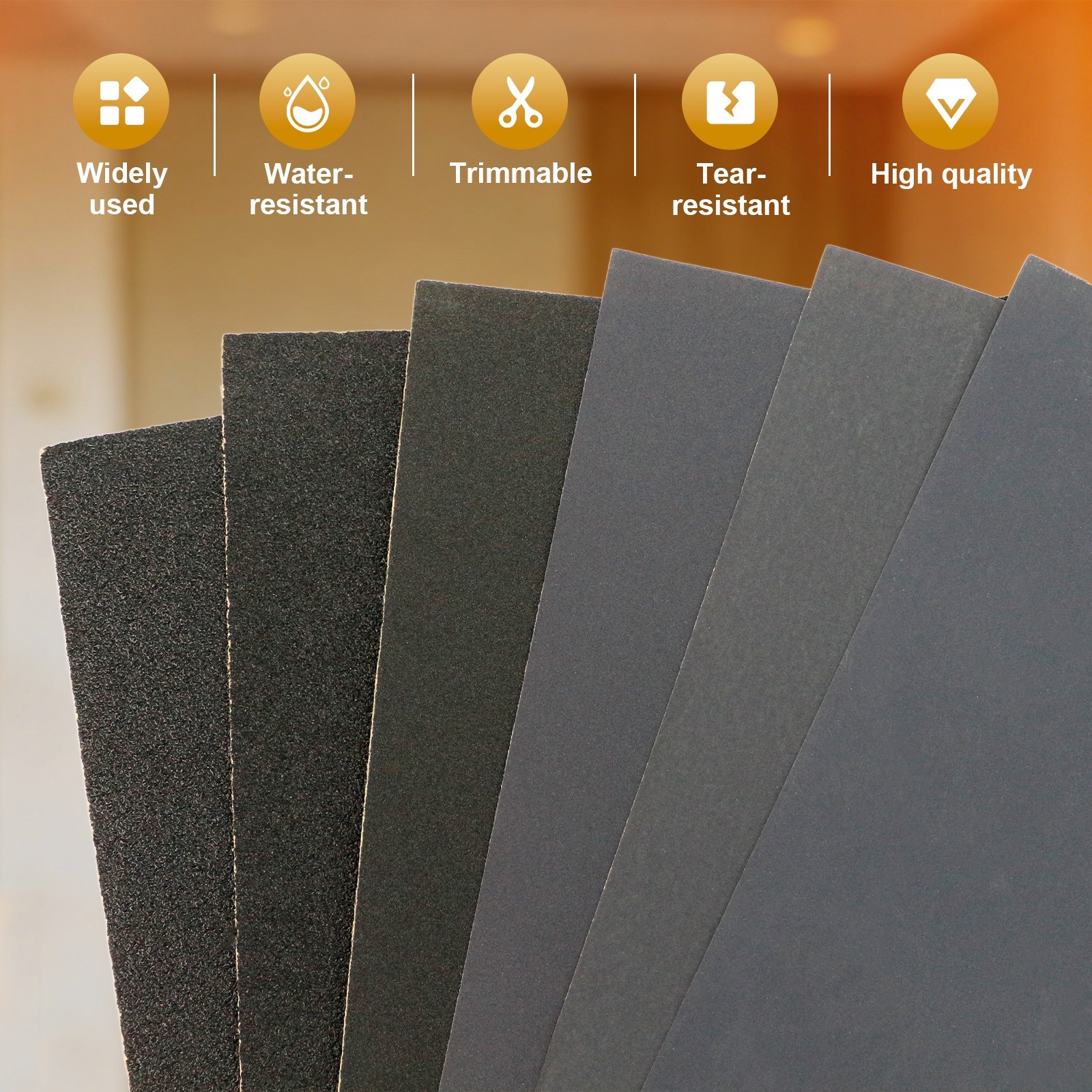 5Pc 9*11 Wet Dry Sandpaper Sheets Silicon Carbide 320 Grit Waterproof Automotive