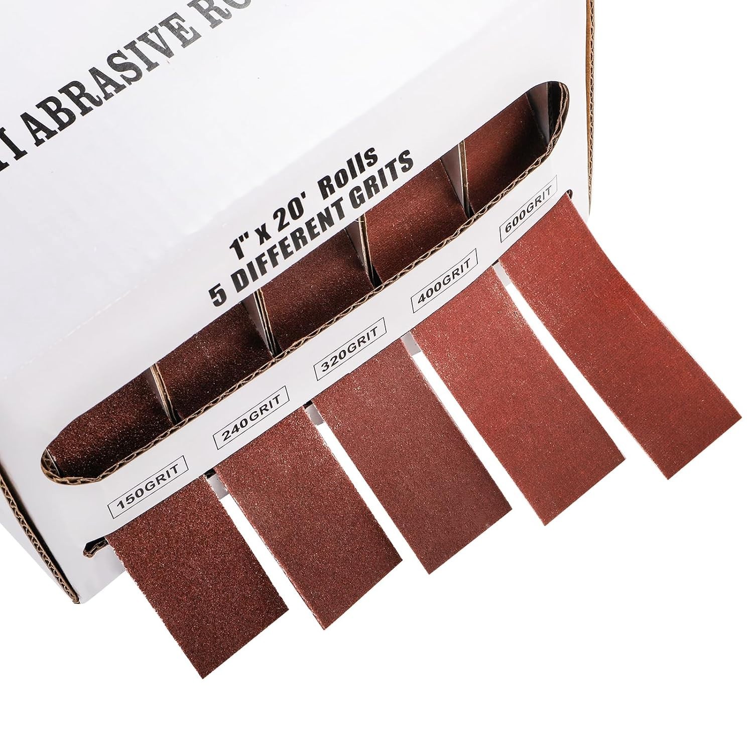 Versatile 5 Grit Sandpaper Rolls – 1″ x 20 Ft Durable Cloth, Ideal for Polishing