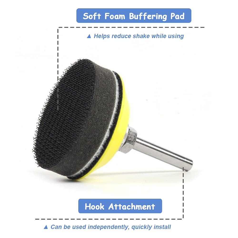 2 Inch Hook Loop Sanding Pad 1/4 Shank Foam Buffer Polishing Rotary Tool Accesso