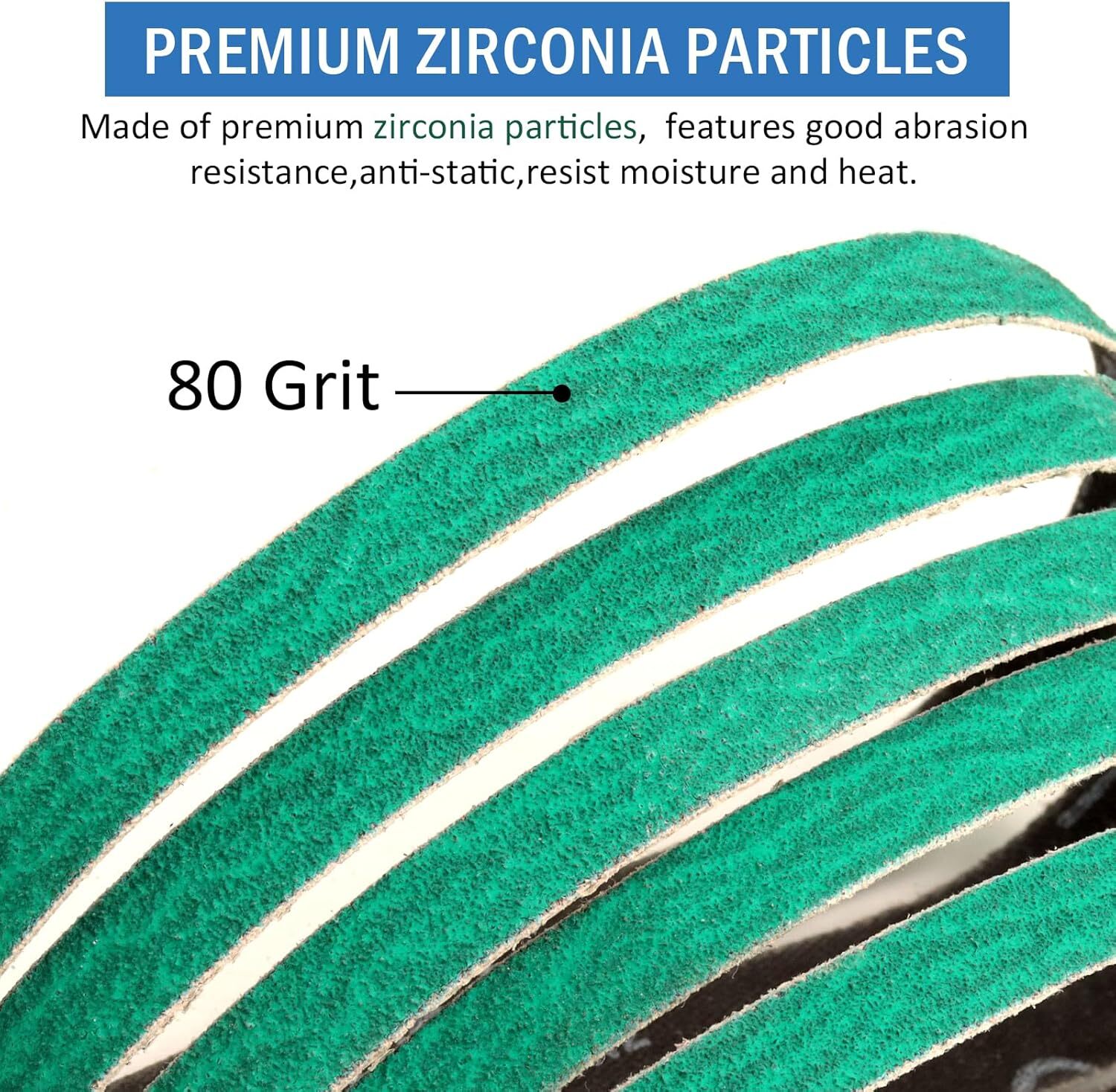 1/2″ x 18″ Zirconia Sanding Belt 80 Grit Premium For Metal Polishing,Woodworking
