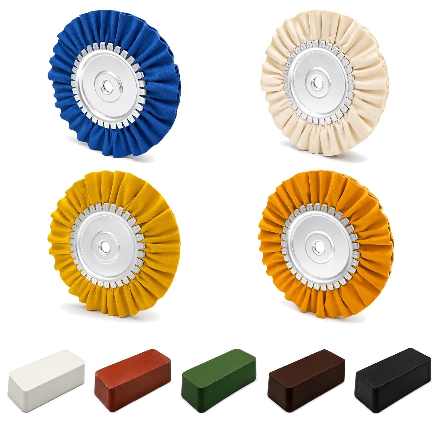 8″ Airway Buffing Wheel, 9 Pcs Aluminum Wheel Polishing Kit in Diameter 5/8 inch