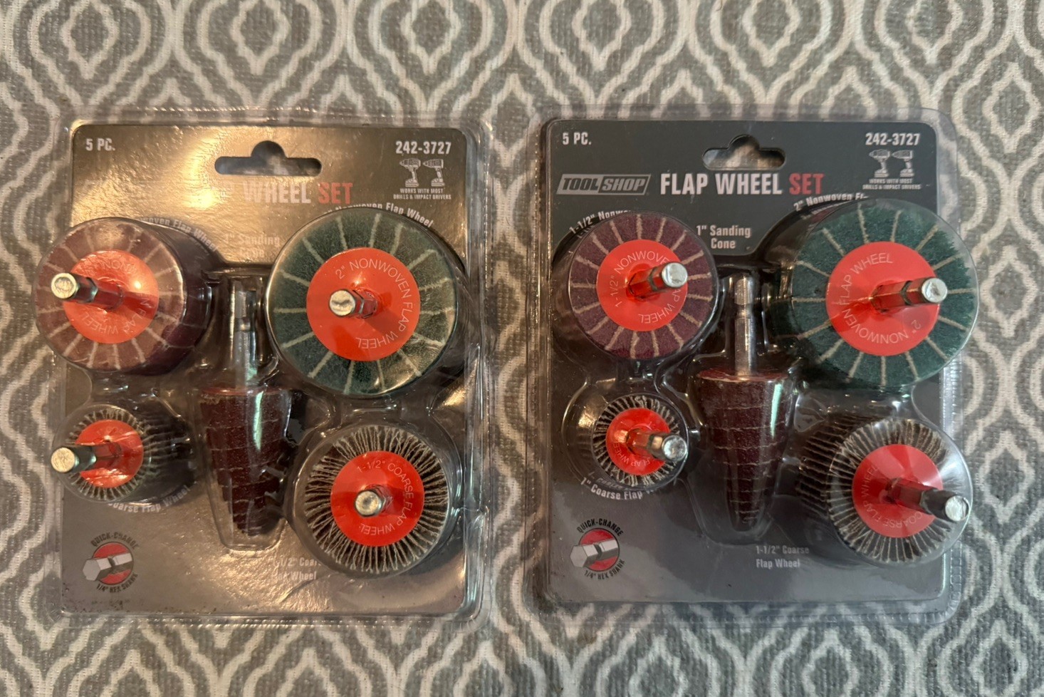 5 Piece Flap Wheel & Cone Sanding Set Drill Drive 1/4″ Hex Shank – 2 packages