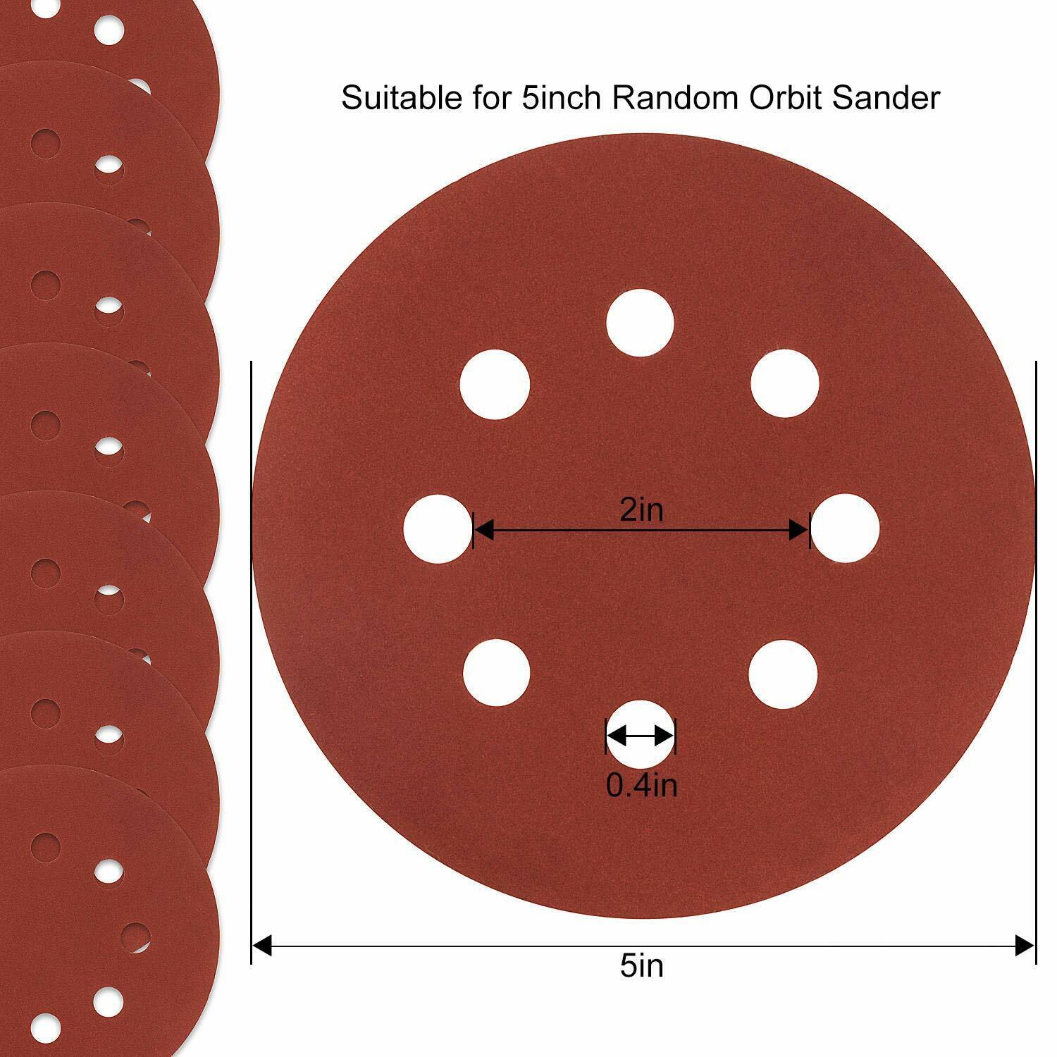 50PCS 5 Inch 125mmOrbital Sanderpaper Hook and Loop Sanding Disc 800 Grit 8 Hole