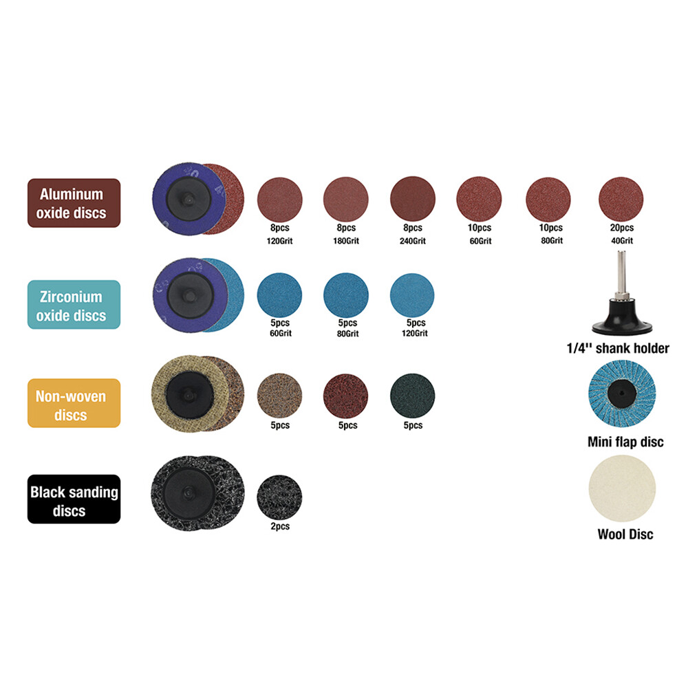 WORKPRO 101PC Sanding Discs Set 2″ Disc w/1/4″ Holder Surface Conditioning Discs
