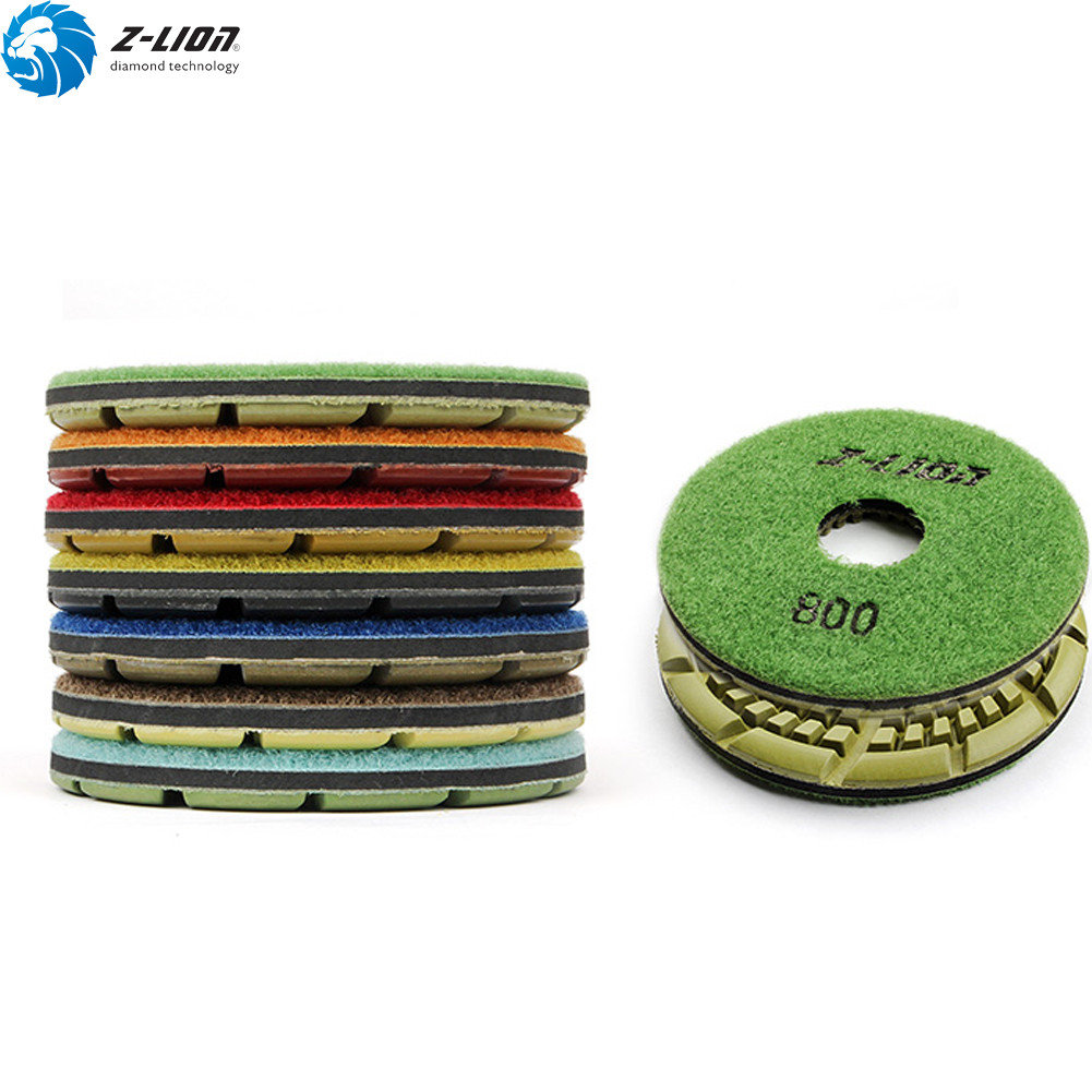 7Pcs Diamond Floor Polishing Pads 3.4” Grit 50-3000 for Concrete Marble Stone