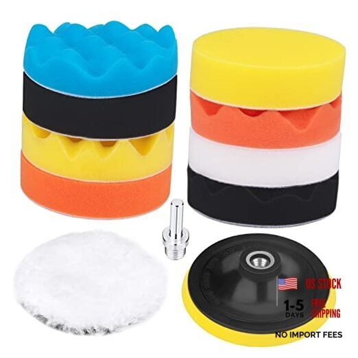 5 Inch Buffing and Polishing Pad Kit 11 PCS with Drill Adapter 5Inch-11PCS