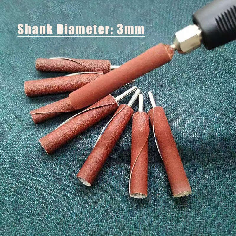 3mm Shank Sanding Cloth Grinding Head Sandpaper Stick Rod Bar Polishing Wheel