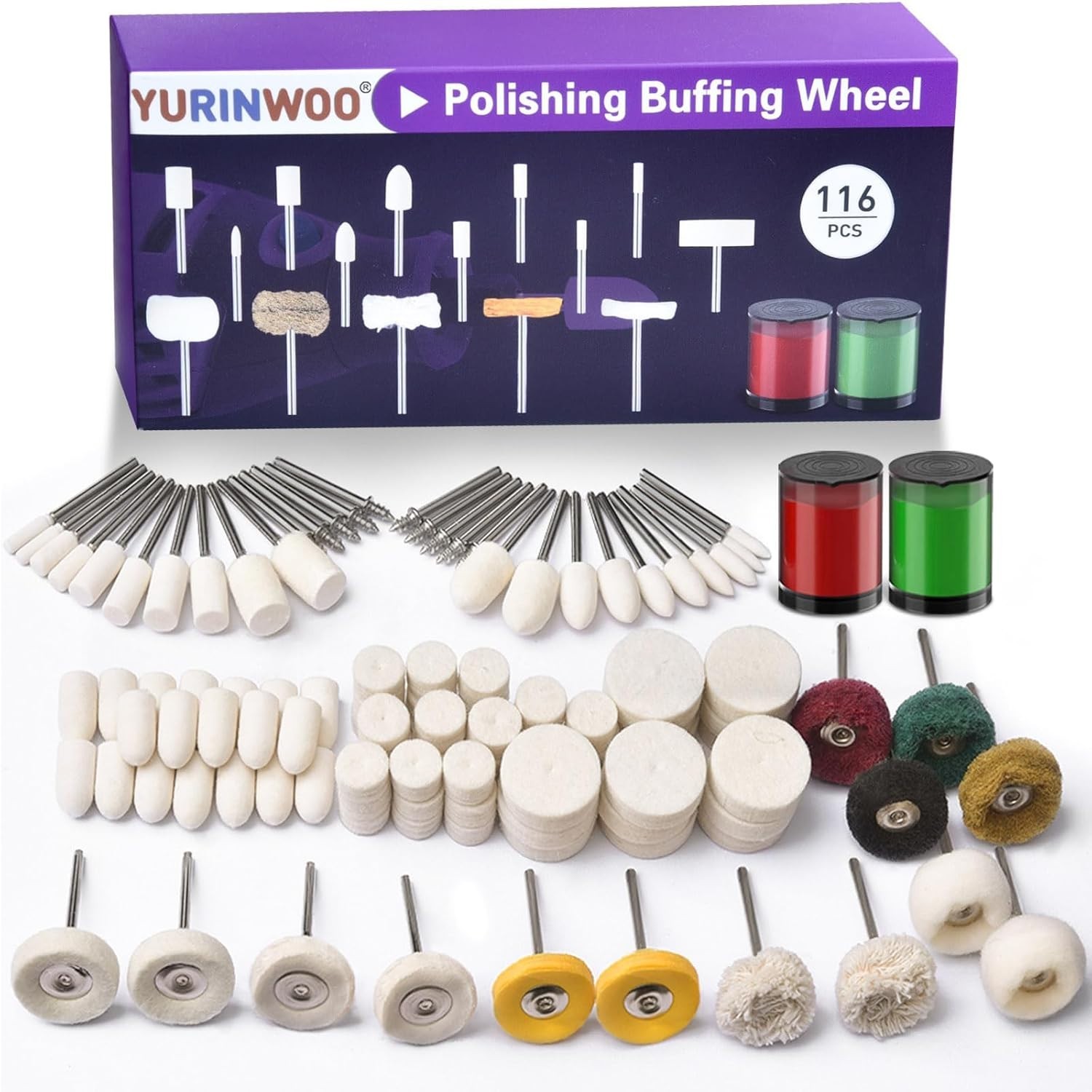 114 PCS Polishing Kit with 2Pcs Polishing Compound for Dremel, Abrasive Polis…