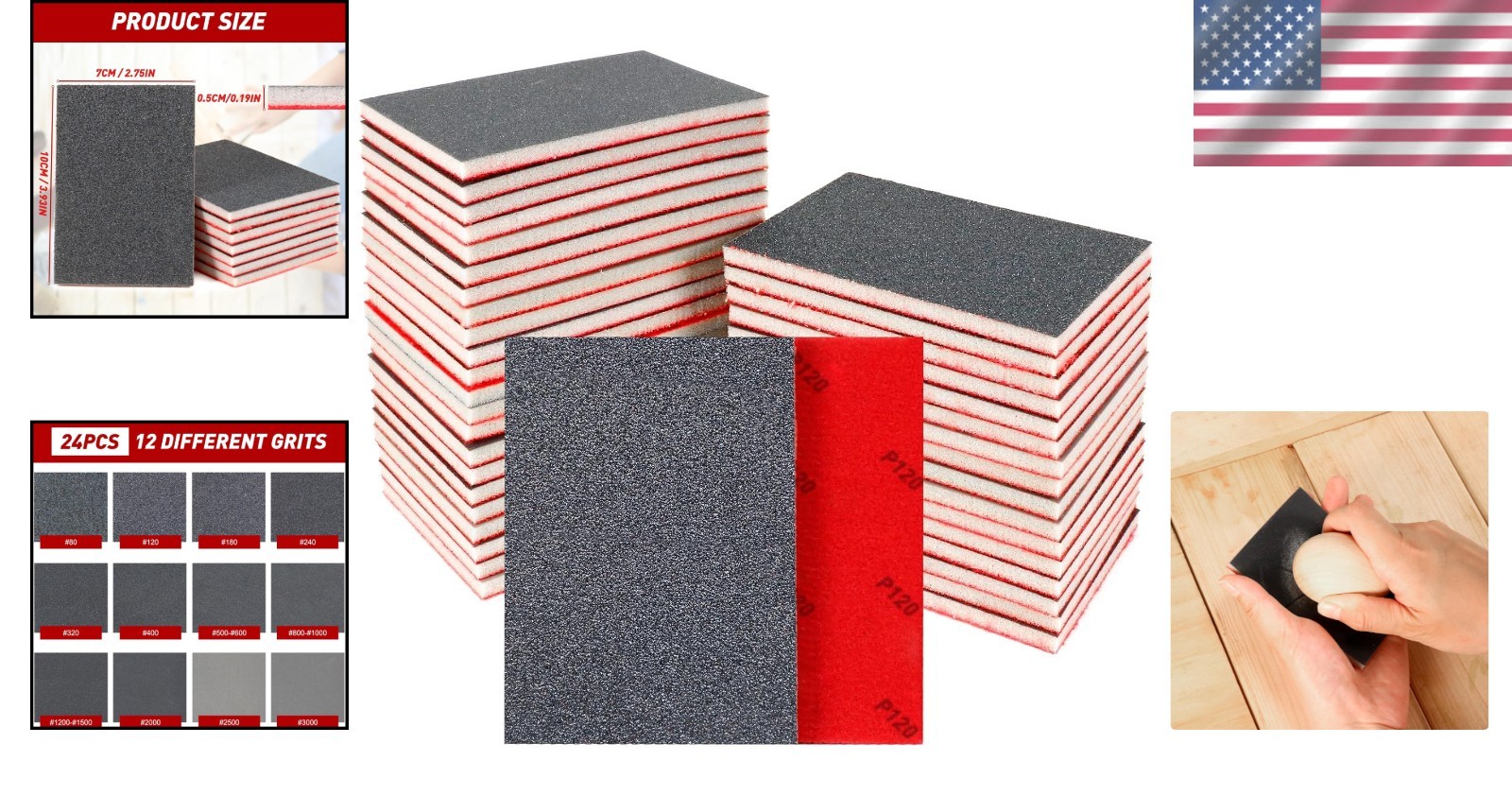 Ergonomic 24 Pcs Sanding Sponge Kit: Grits 80-3000 for Smooth Surfaces