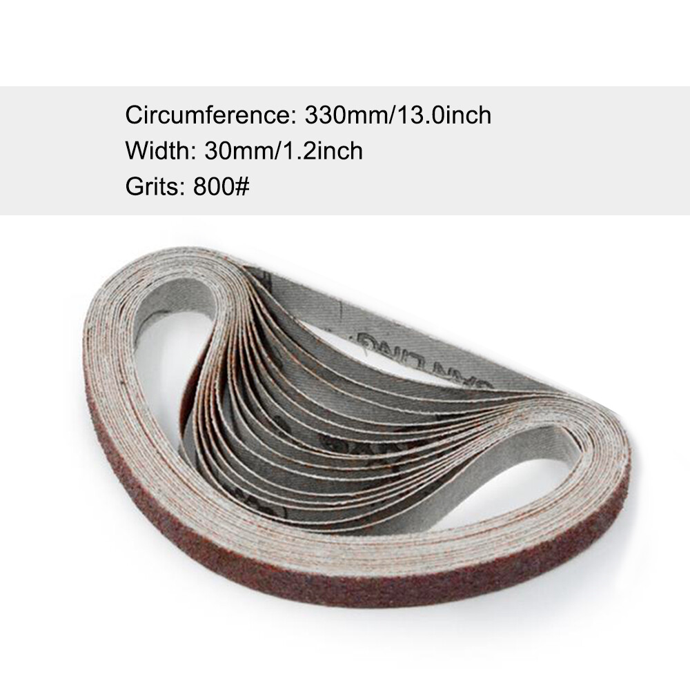10pcs 30x330mm Abrasive Sanding Belts 800 Grit for Sander Polishing Tools N9R7