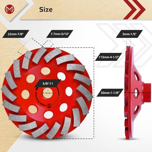 Diamond Grinding Wheel 4 1/2 inch for Angle Grinder, Concrete Grinding Wheel