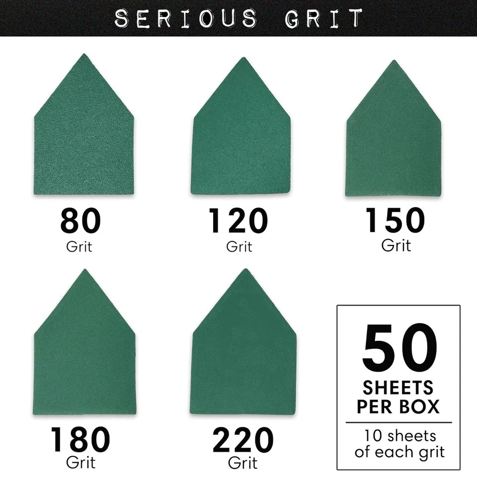 – 90mm x 65mm Triangle Sanding Sheet Assortment – Fits Milwaukee M12 Fuel San