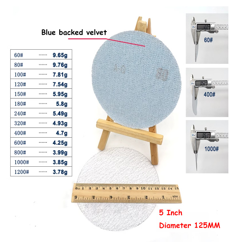 5 Inch 125mm 60-1200 Grit Disc Sandpaper Dry Grinding Polishing Sanding Disc