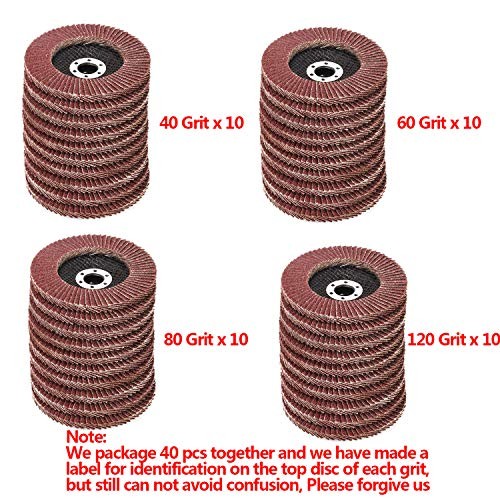 Flap Discs 40 PCS 4.5 Inch – 40 60 80 120 Grit Grinding 40#&60#&80#&120# Red