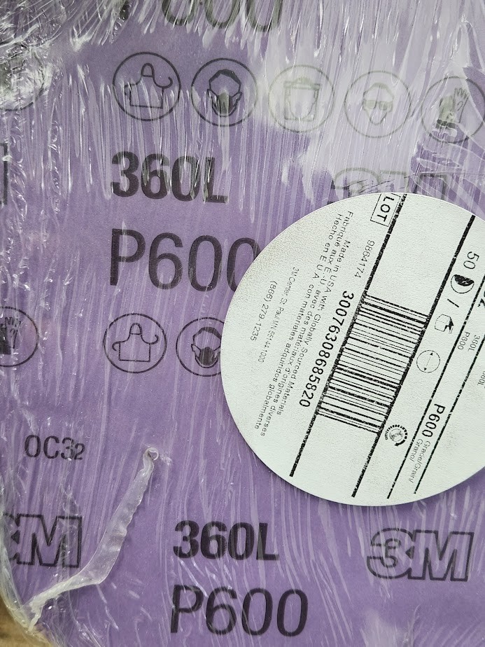 (50 pcs) 3M 360L 8″ Film Disc 68582, P600 Grit, Sanding, Stikit, AO Coated