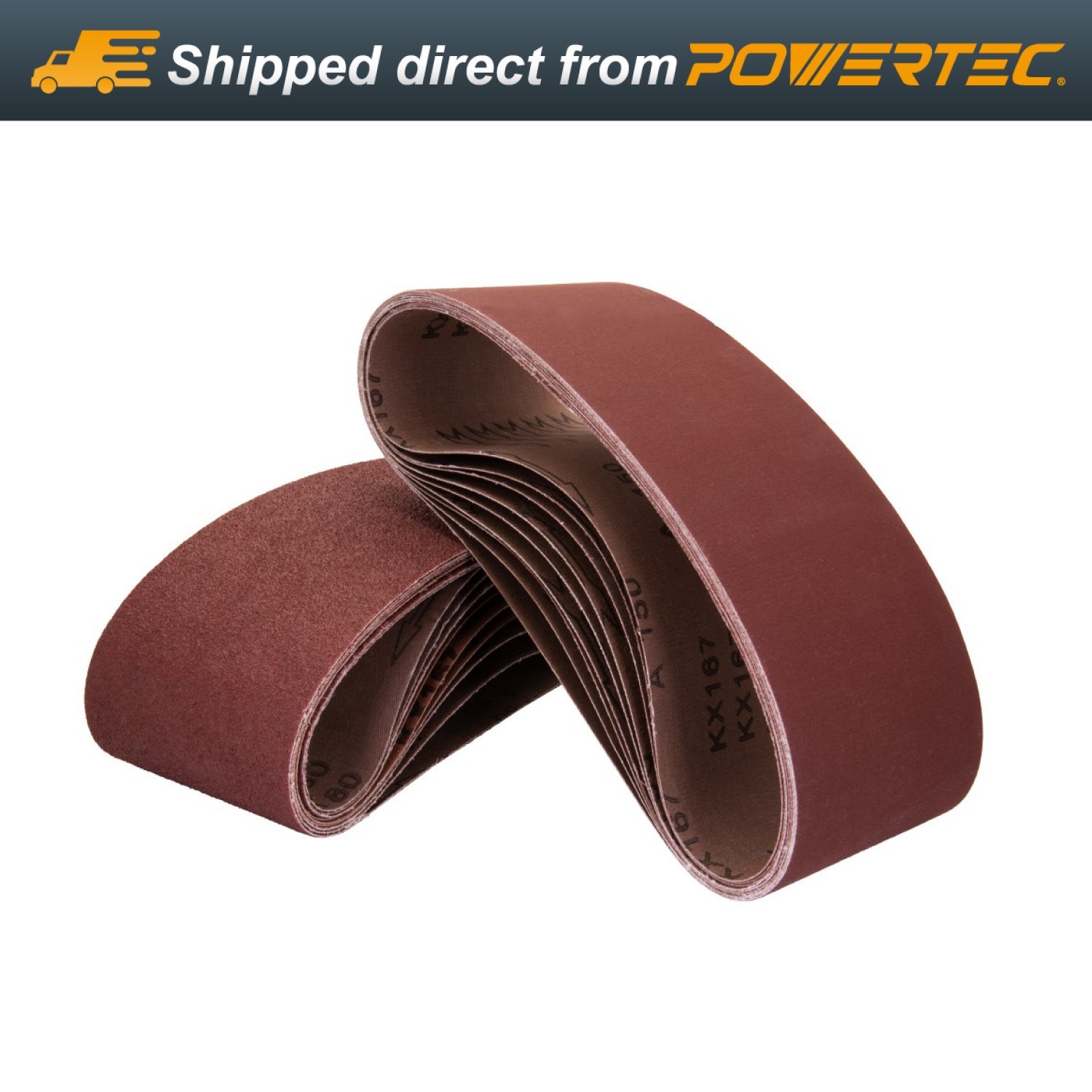 POWERTEC 3×18″ Sanding Belts 10PK 40/60/80/100/120 Grit Aluminum Oxide