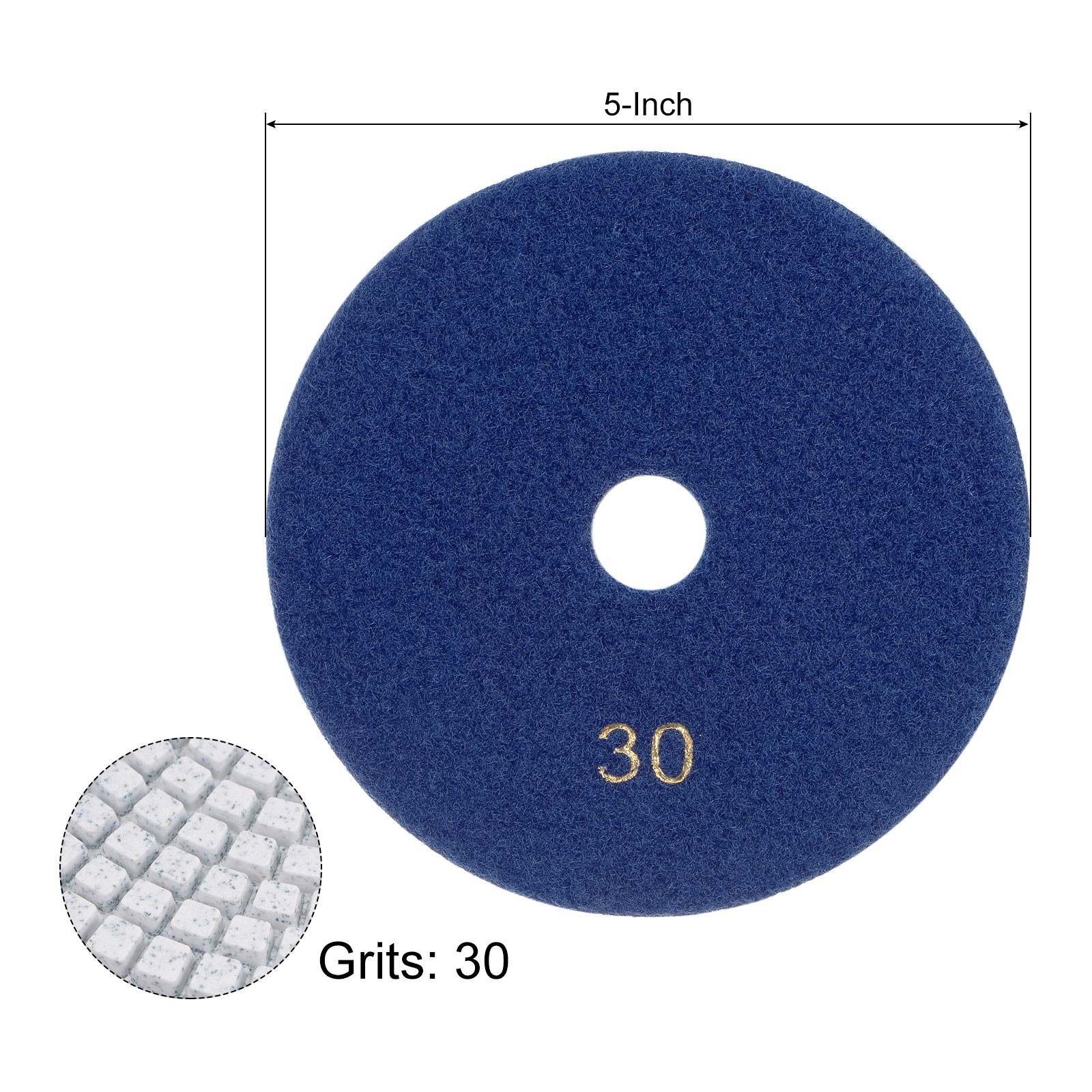 5″ 30 Grits Diamond Polishing Pad Wet/Dry Grinding for Stone