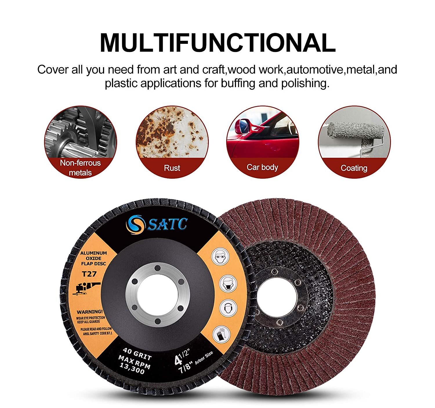 40 PCS 4.5 Inch 40 60 80 120 Grit Assorted Grinding Discs 115mm AO Flap Discs