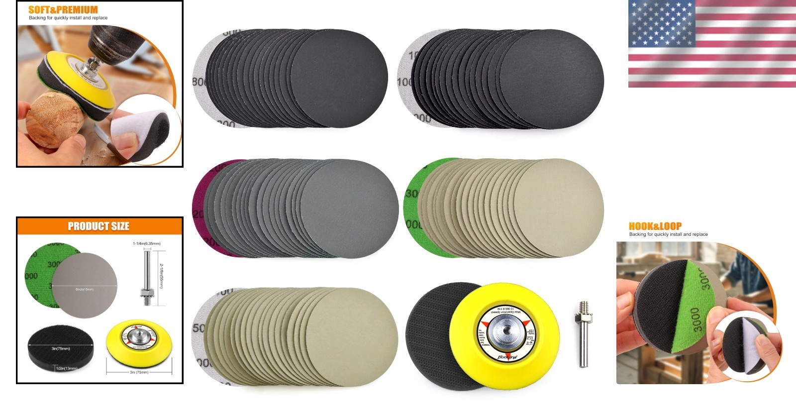 Versatile 100PC Sanding Disc Set: 3 Inch Silicon Carbide for All Polishing Needs