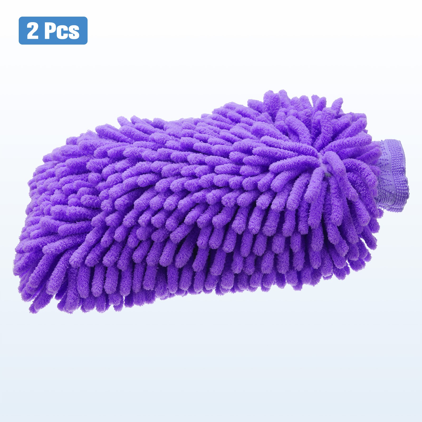 2pcs Chenille Microfiber Car Wash Mitts 10″ x 7.5″ Wash Gloves Purple