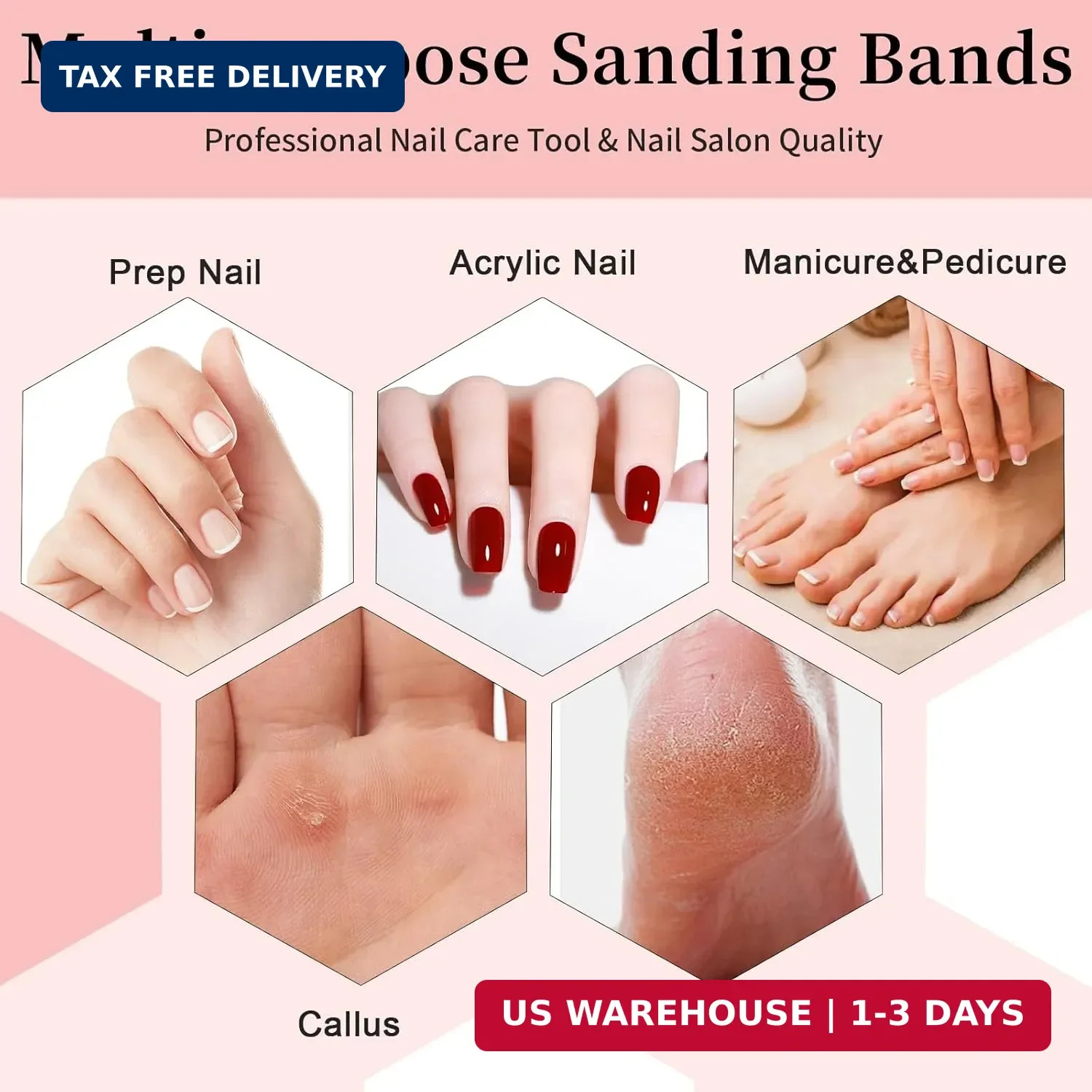 100Pcs 180 Grit Small Sanding Bands for Nail Drill with 2Pcs 3/32’’ Upgrade Mand