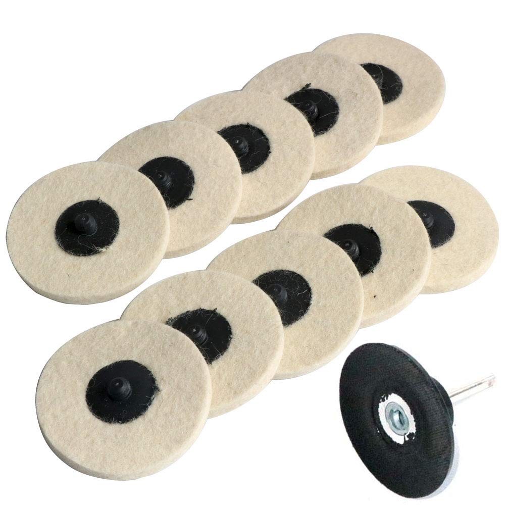 FPPO 3 inch 10pcs Sanding Pad Wool Felt Quick Change Disc Roll Lock Surface…