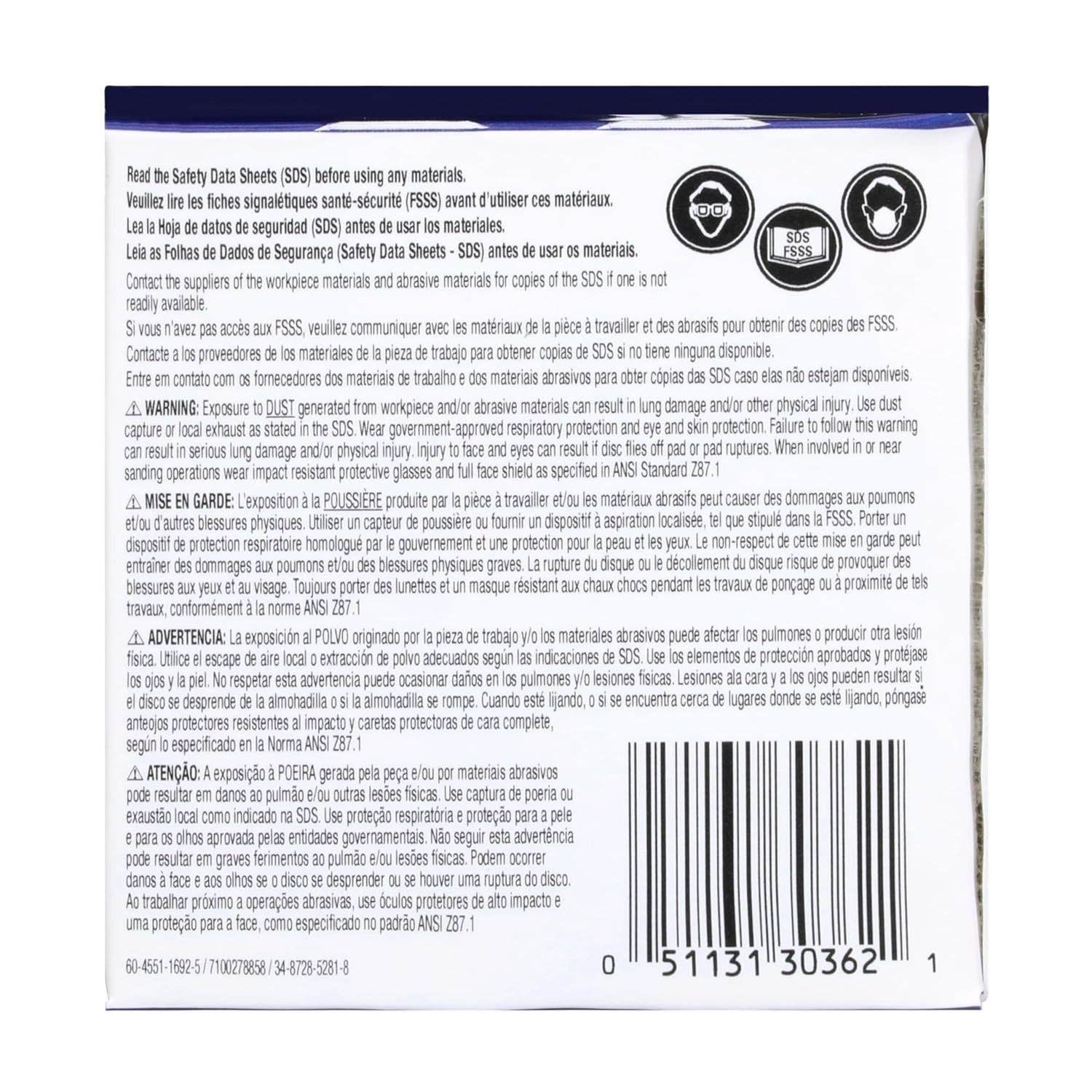 Trizact 3M Trizact Hookit Foam Disc, 30362, 3″, P5000, 15 Discs per Carton, Blue