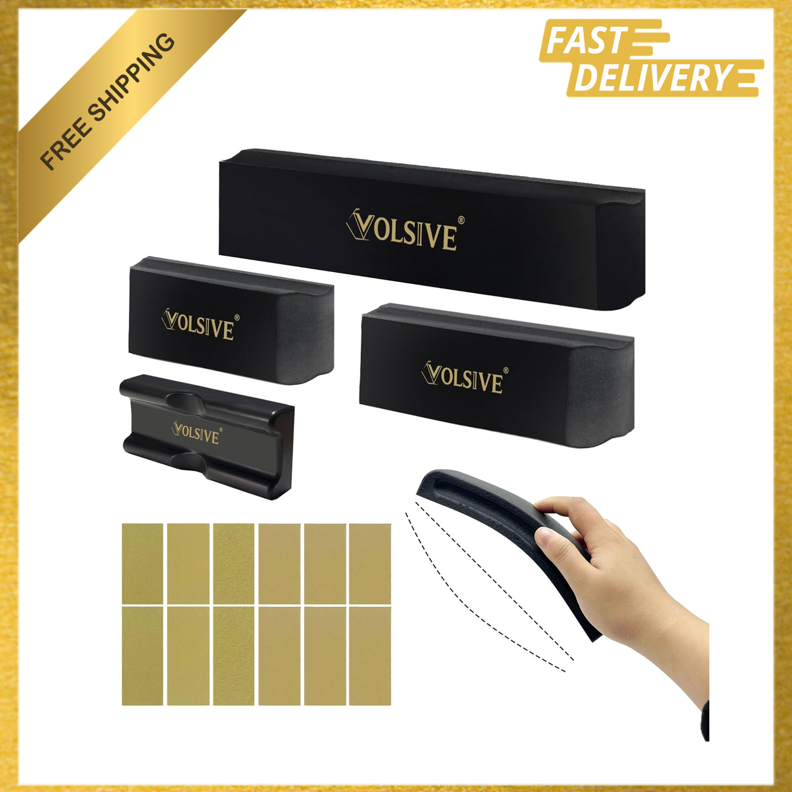 PSA Sanding Block Kit, Adjustable Hand Abrasive Set with 20 Self Adhesive