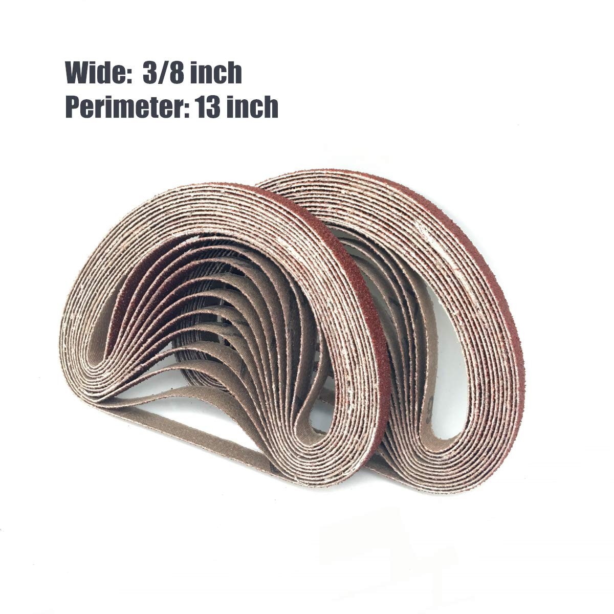 3/8 x 13 Sanding Belts, 60 Grit Aluminum Oxide Sandpaper 3/8x13in, 60